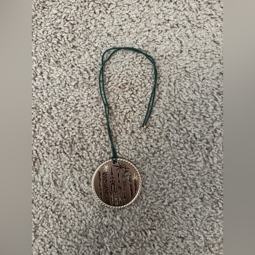 David Yurman Gold Holiday Ornament with Green Cord
